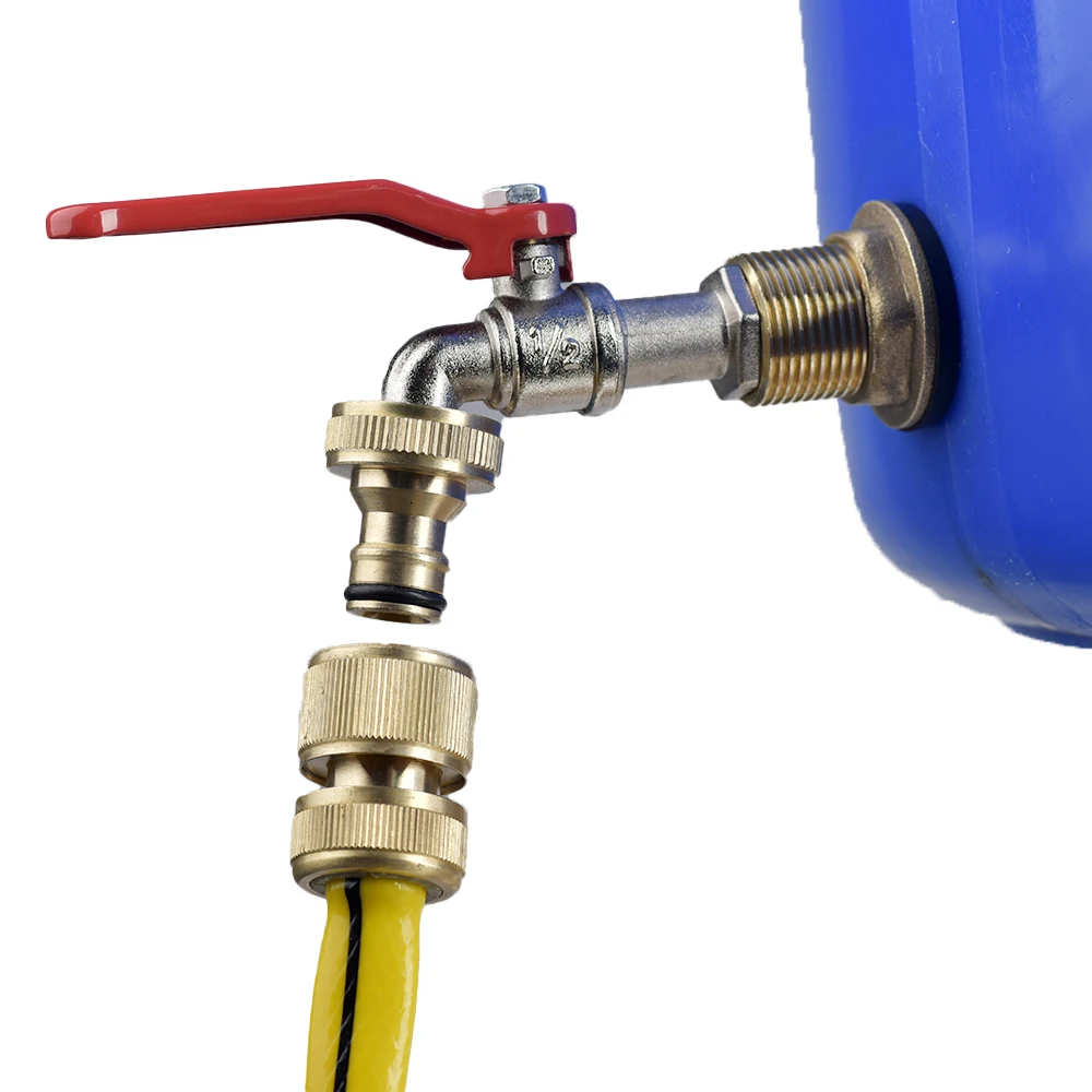 Kit de montaje de tanque de agua de latón de 1/2 "y 3/4", con grifo de aleación, junta de tubo de cobre, acoplamiento de tanque de peces, adaptador de manguera de riego de jardín