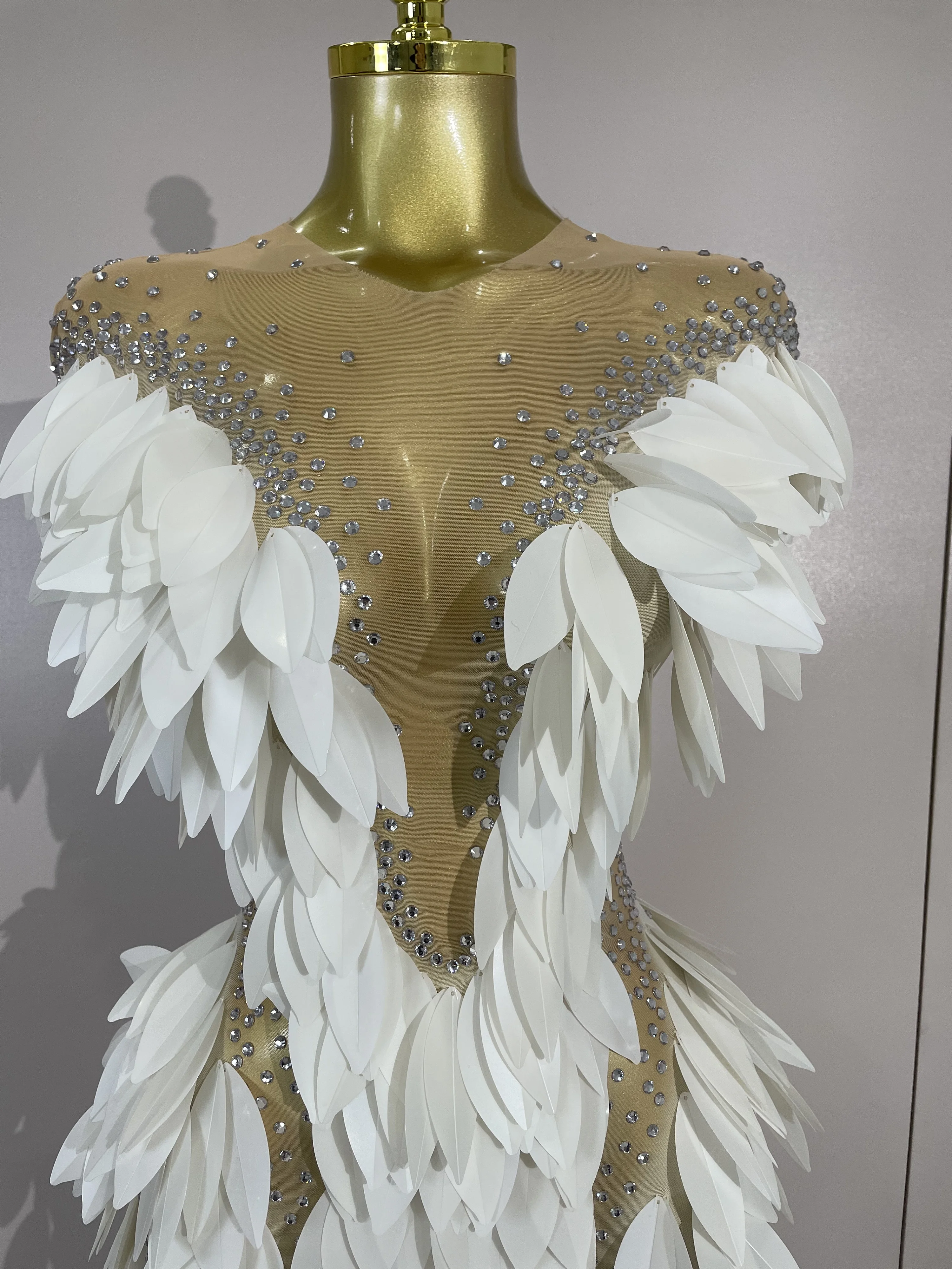 Vestido Largo de Malla Transparente con Lentejuelas y Perlas para Mujer, Vestido de Noche para Fiesta, Cumpleaños, Boda, Atuendo Sexy para Celebridades