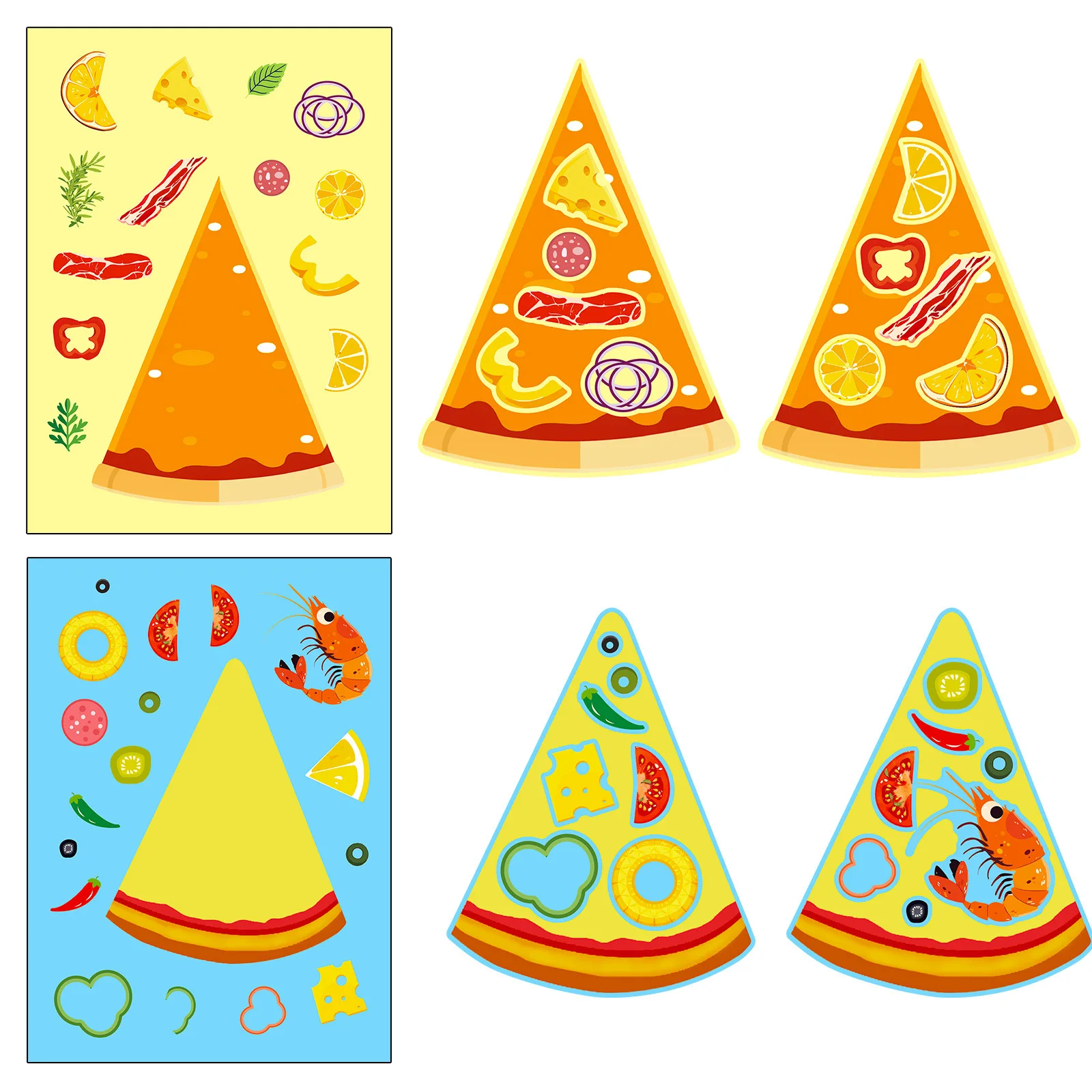 6 hojas DIY rompecabezas pegatinas juegos 6 Pizza para todos los sabores hacer una cara divertido montar rompecabezas pegatinas juguetes educativos para niños