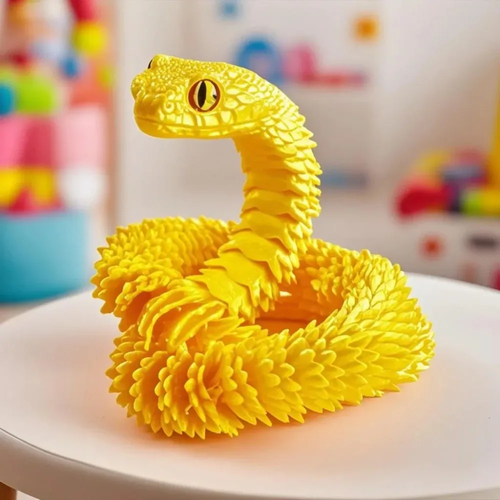 Serpiente Impresa en 3D, Multiarticulada, Giratoria, Estereoscópica, Adorno de Escritorio para Oficina, Decoración del Hogar, Modelo Animal, Figura Decorativa para Coche