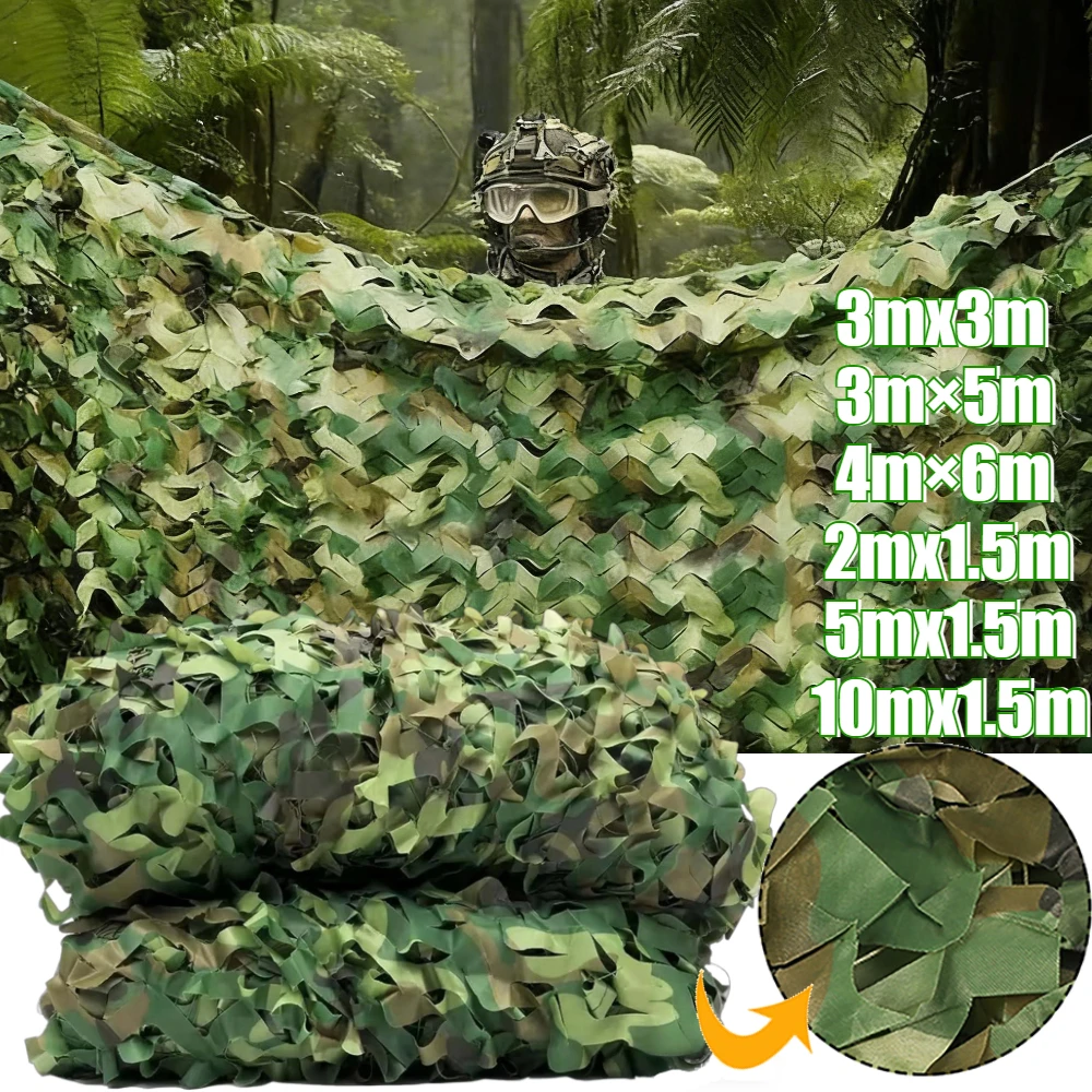 Red de camuflaje para el bosque, redes parasoles para jardín al aire libre, Camping, toldo para coche, caza, tiro, refugio forestal, 2M/3M/4M/5M/6M