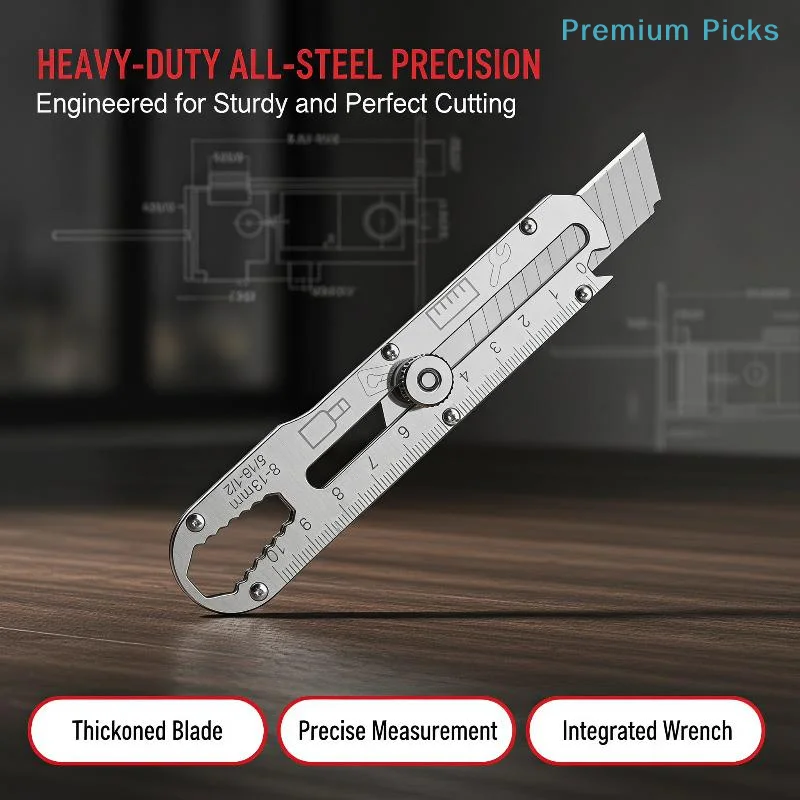 Cuchillo Multiusos Retráctil de Alta Resistencia, Cortador de Cajas de Acero Inoxidable, Ideal para Hogar, Oficina, Manualidades y Apertura de Paquetes