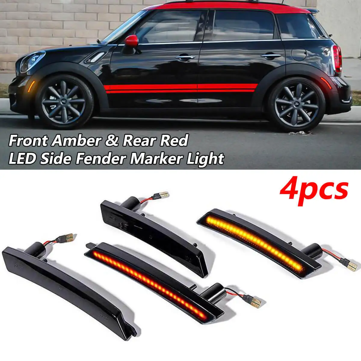 Luces LED de posición lateral, color rojo ámbar, para Mini Cooper R55 R56 R57 R58-R60, 2 unidades