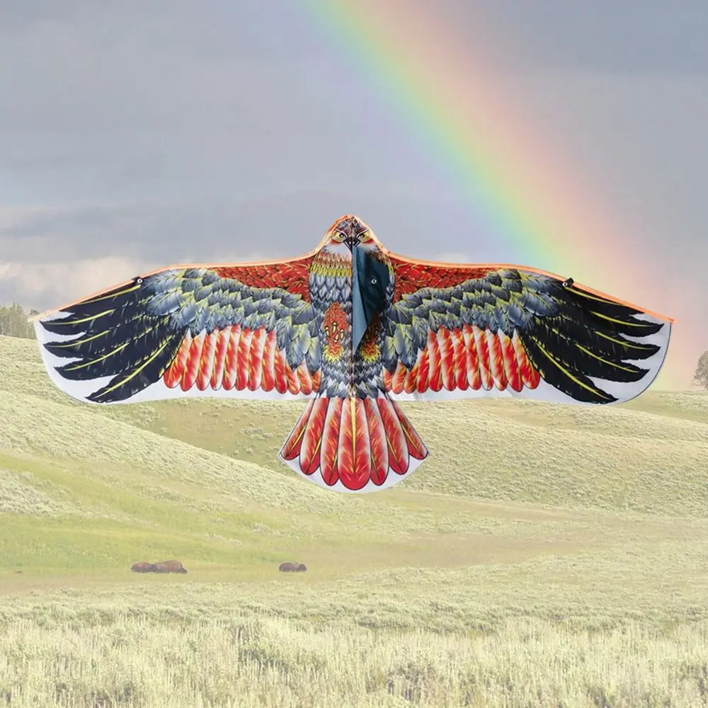 Cometa de águila de 1,1 m con línea de cometa de 30 metros, cometas de pájaros voladores de águila grande, regalo para niños, viajes familiares, jardín, deportes al aire libre, juguete DIY