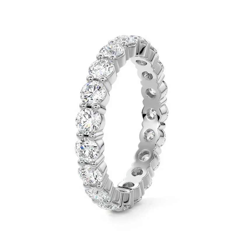 Anillo OXTAO de moissanita completa de 4 mm D VVS1 para mujer, anillos de eternidad brillantes para boda, regalos de joyería de aniversario, relleno de oro de 14 quilates
