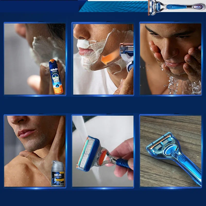 Maquinilla de afeitar Gillette Fusion para hombres, máquina de afeitar de barba y pelo facial, afeitadora de seguridad Manual, casetes de cabezal de repuesto, cuchillas de 5 capas