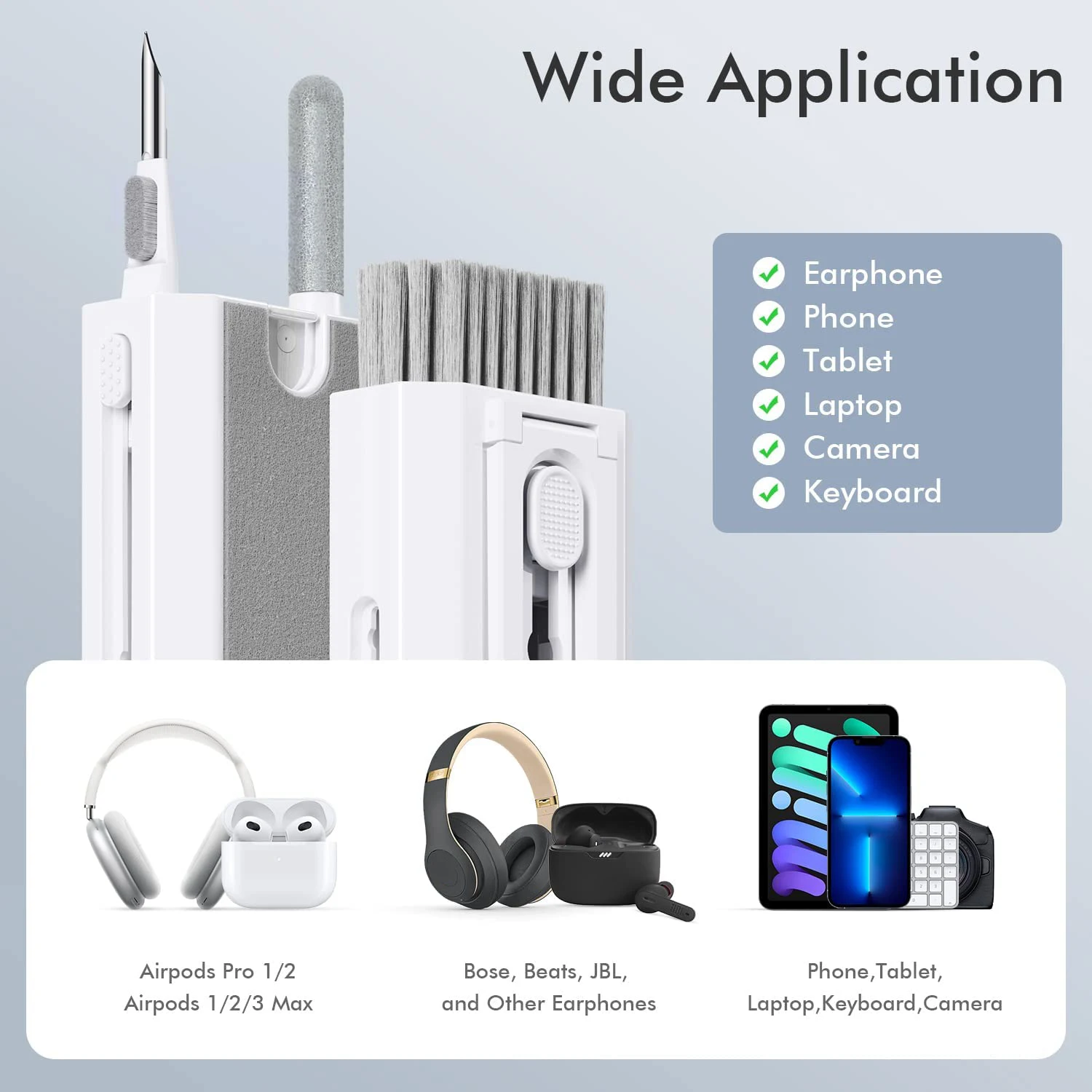 Kit de limpieza 8 en 1, cepillo limpiador de teclado de ordenador, bolígrafo de limpieza para auriculares, IPad, herramientas de limpieza de teléfono, extractor de teclas