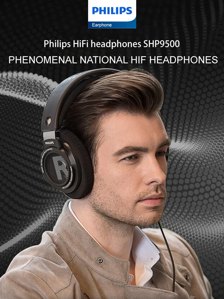 Philips SHP9500 auriculares estéreo HiFi con cable auriculares ordenador aprendizaje en línea auriculares juego de deportes 3,5mm 6,3mm auriculares universales