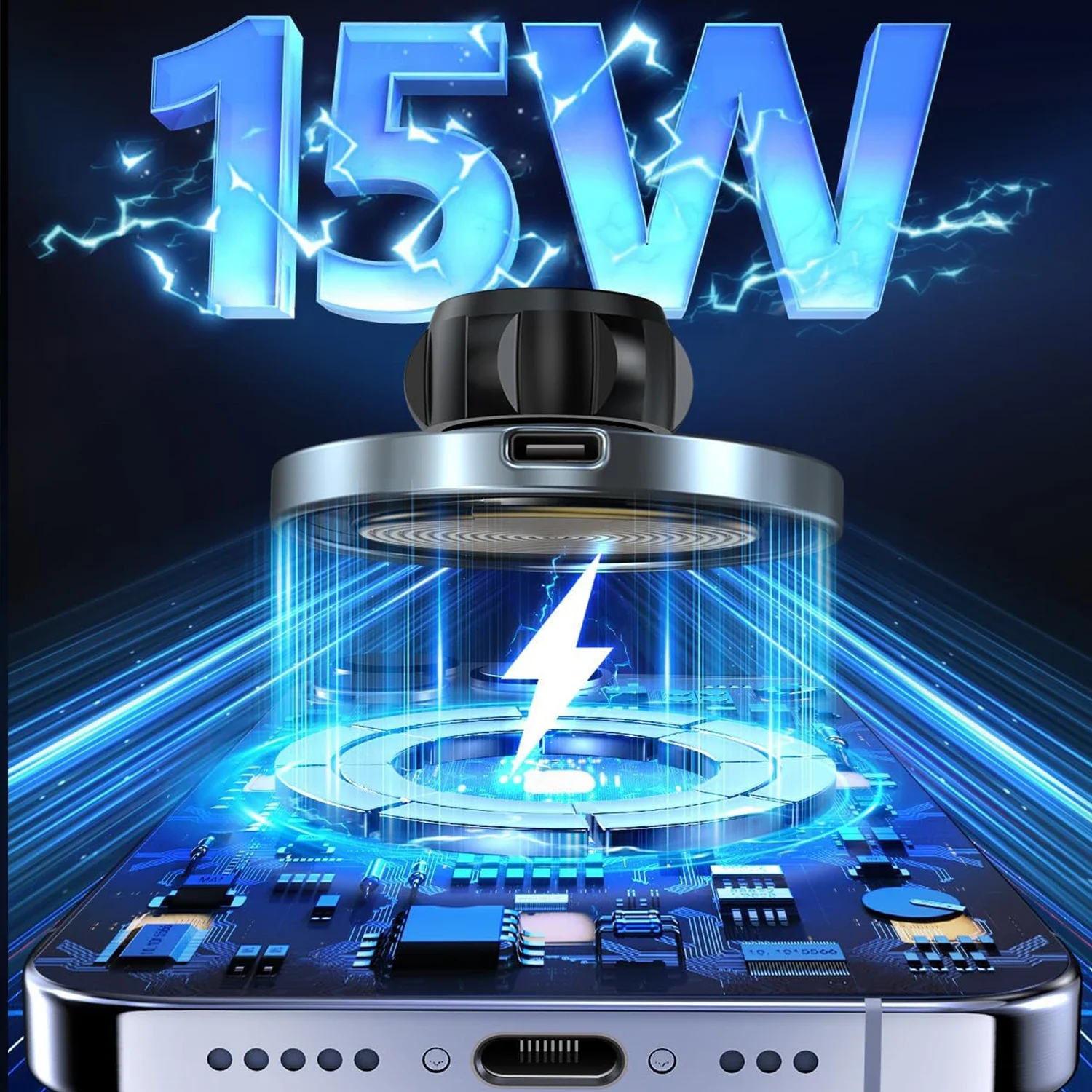 UYUXIO-Adaptador de cargador de teléfono inalámbrico magnético fuerte para coche, soporte de teléfono para salida de aire de 15W para iPhone 16 15 14 13 Pro Max Plus 12