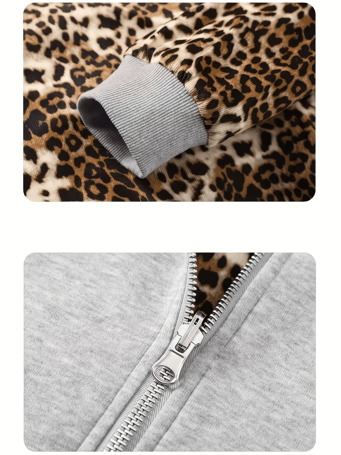Sudadera con capucha de estilo retro Y2K, estilo urbano, con estampado de leopardo de doble cara, sudadera con capucha con estampado de leopardo para mujer con bolsillos grandes, sudadera con cremallera y bolsillos, ropa urbana