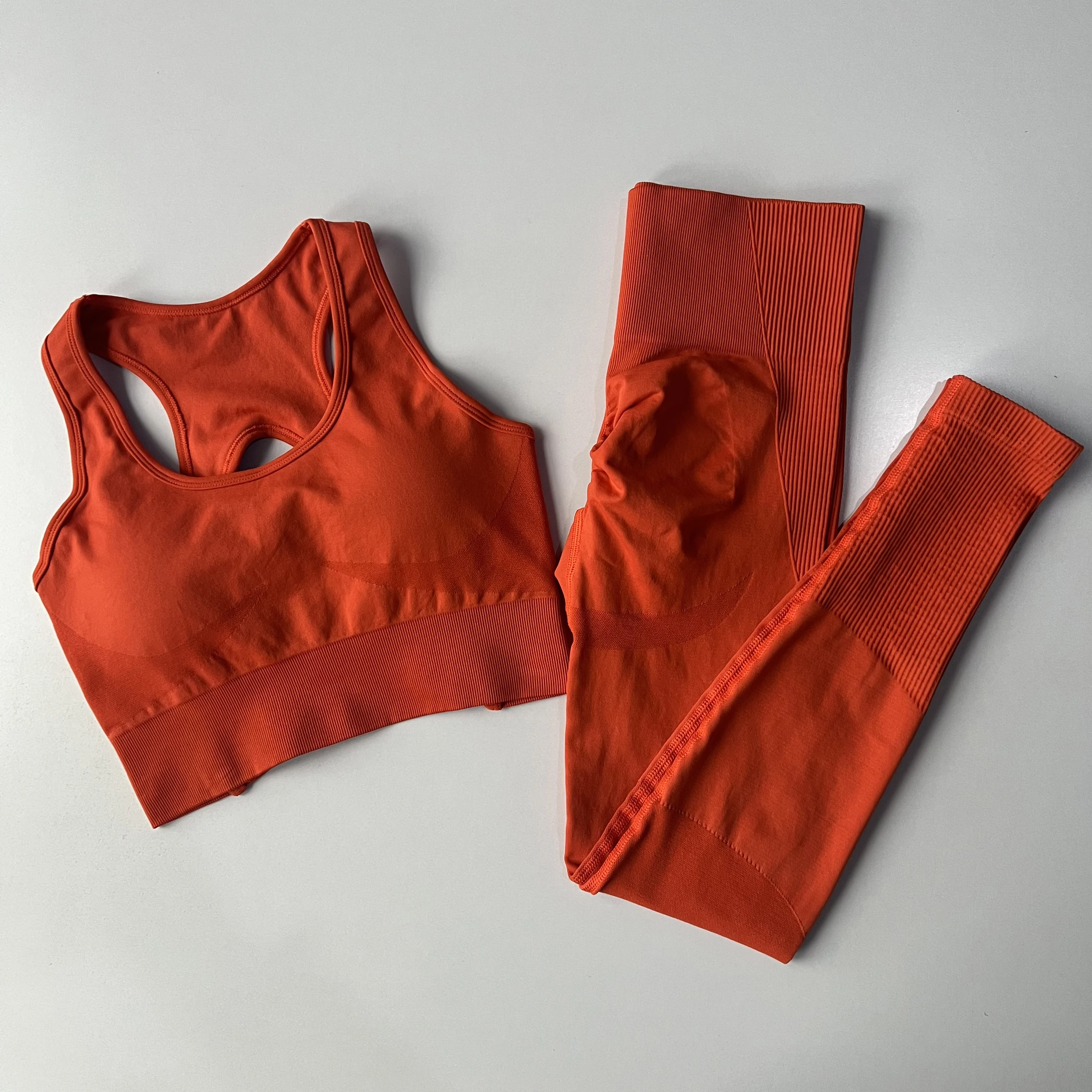 Sujetadores deportivos a prueba de golpes, mallas profesionales para Fitness, belleza, sujetador trasero, secado rápido, correr, traje de Yoga de cintura alta, conjunto de dos piezas