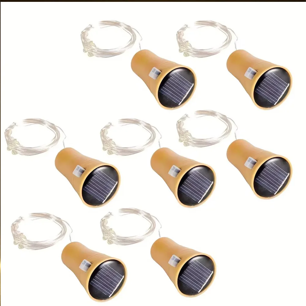 Guirnalda de luces solares para botellas de vino, 20LED, alambre de cobre Solar, luces de hadas con forma de corcho, lámpara navideña para decoración de jardín, fiesta de boda