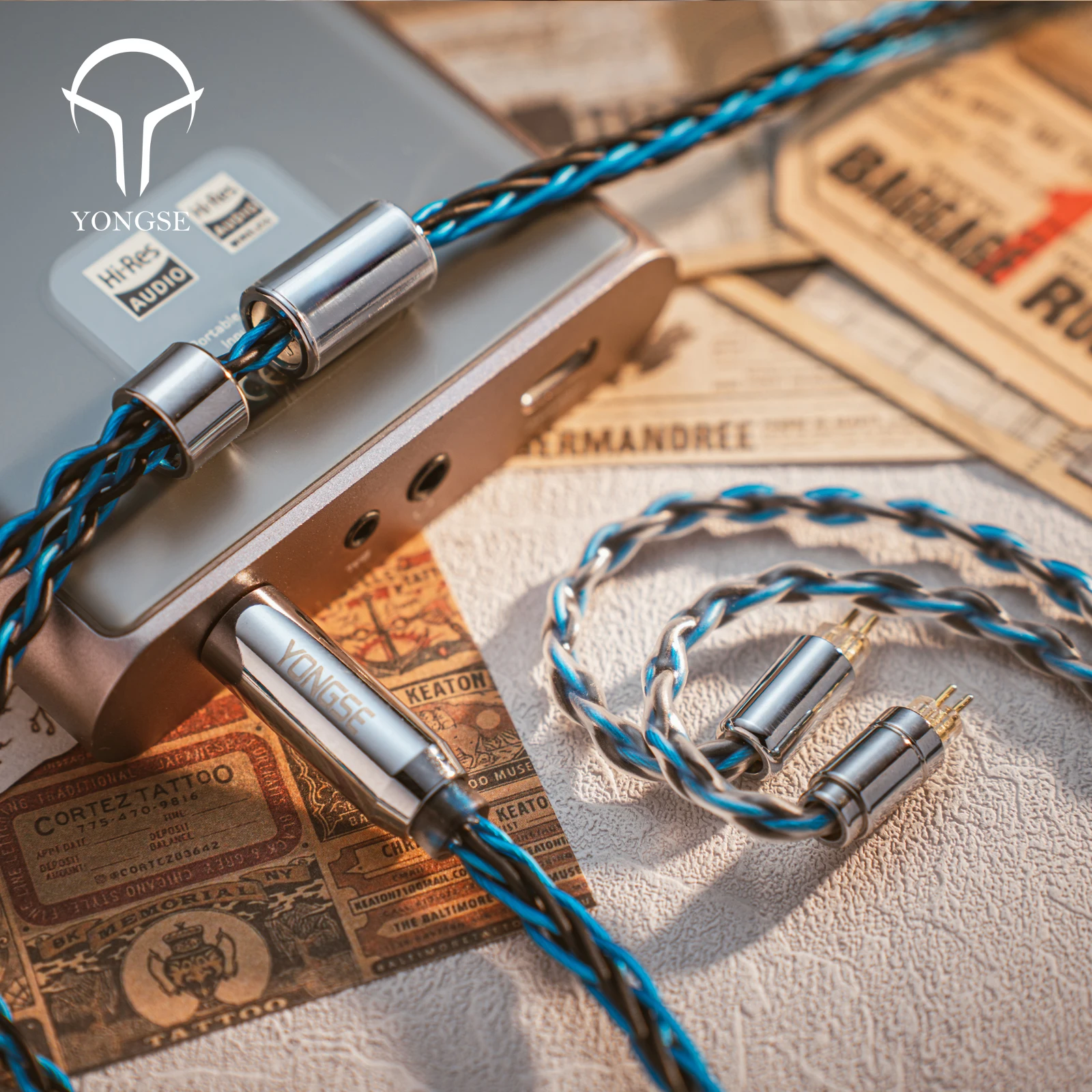 Yongse Danube Cable de actualización de auriculares chapados en plata de cobre y cristal único de alta pureza 6N