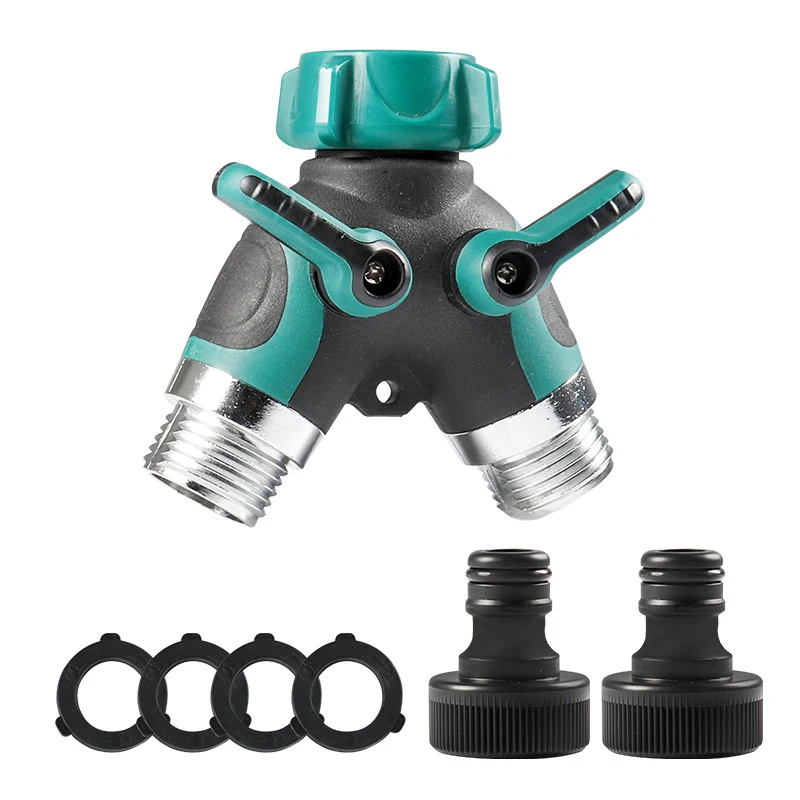 Divisor de manguera de jardín de 2 vías, Conector de riego tipo Y, distribuidor para grifo al aire libre, 3/4 pulgadas, UE, EE. UU., 1 unidad