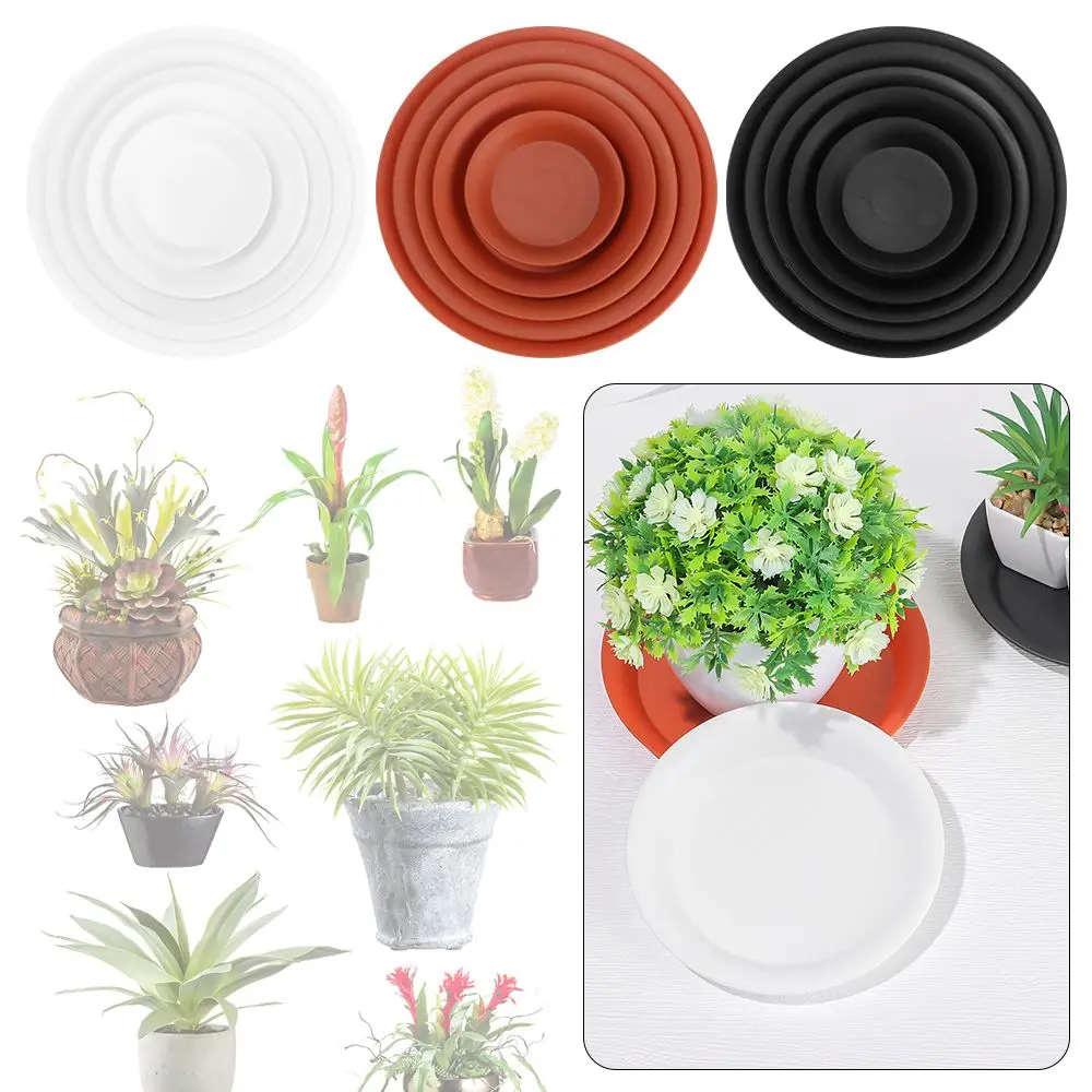 Maceta redonda para jardín, bandeja de plástico para interiores y exteriores, platillos para plantas, bandejas de goteo, 3 uds.