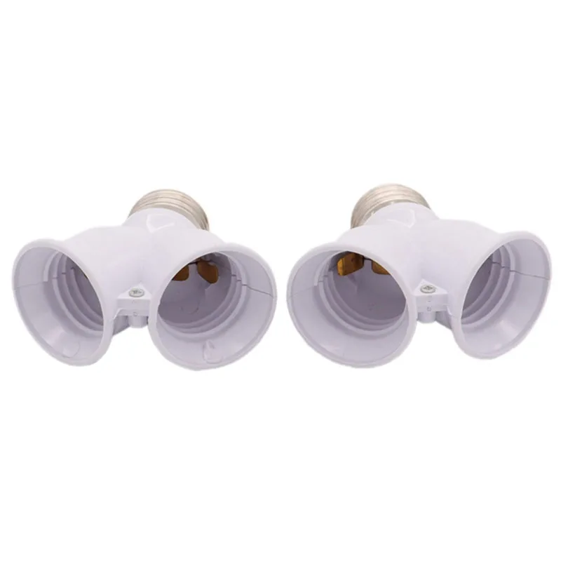 Base de lámpara blanca E27 a 2 E27, iluminación Led, convertidor de casquillo de bombilla de doble tornillo, soporte de lámpara halógena de luz LED de ahorro 3A