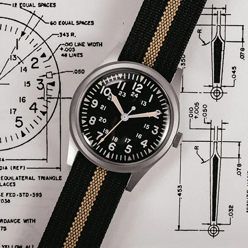 2025 nuevo RDUNAE RA03 34.5mm militar hombres reloj de cuarzo Vintage G10 Miyota 2035 relojes K1 cristal Mineral reloj de pulsera de acero inoxidable