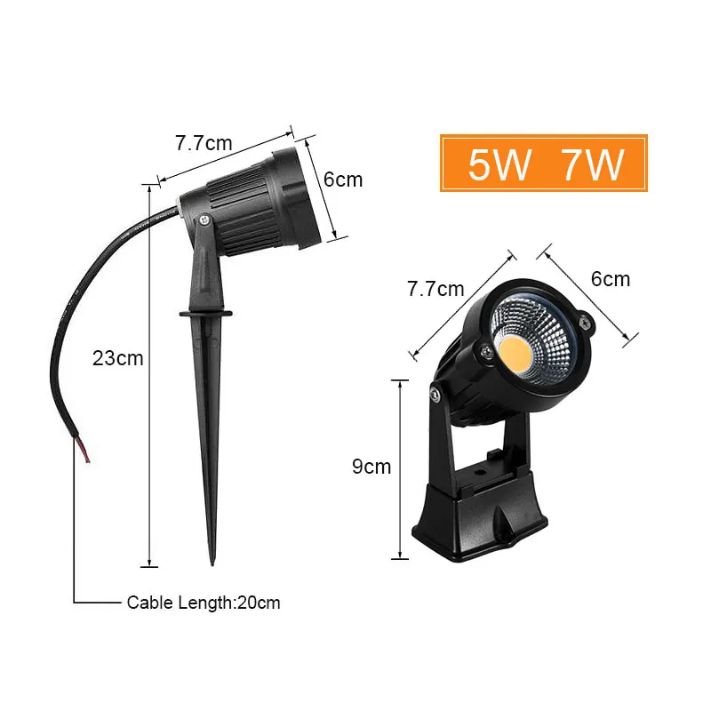 Lámpara LED para césped de jardín, foco impermeable AC220V, 110V, 7W, 5W, piezas, para exteriores, IP65, 10 DC12-24V