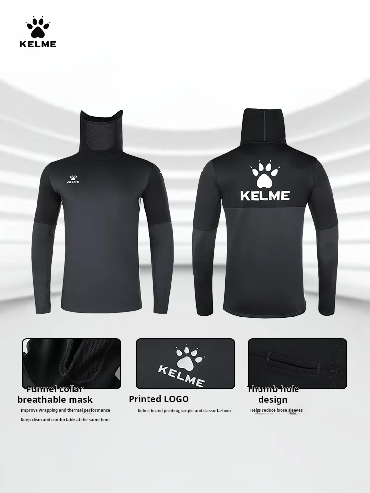 Kelme Sudadera con capucha de entrenamiento de fútbol, ropa deportiva personalizable de manga larga, máscara elástica para el fr