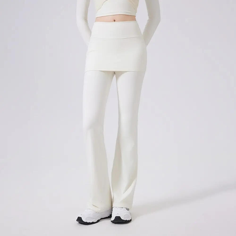 Pantalones de Yoga de cintura alta para mujer, pantalones deportivos acampanados, falda que cubre la cadera, mallas para correr, entrenamiento de baile, pantalones de Fitness para Pilates