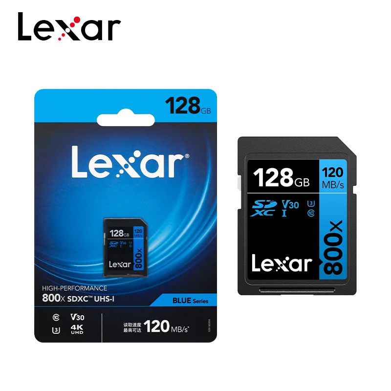 Tarjeta SD Lexar 800x Pro, lectura de 150 MB/s, tarjeta Flash SDXC de 64GB, 128GB, 256GB, V30, UHS-I, SDHC, tarjeta de memoria de 32GB, tarjeta de almacenamiento para cámara