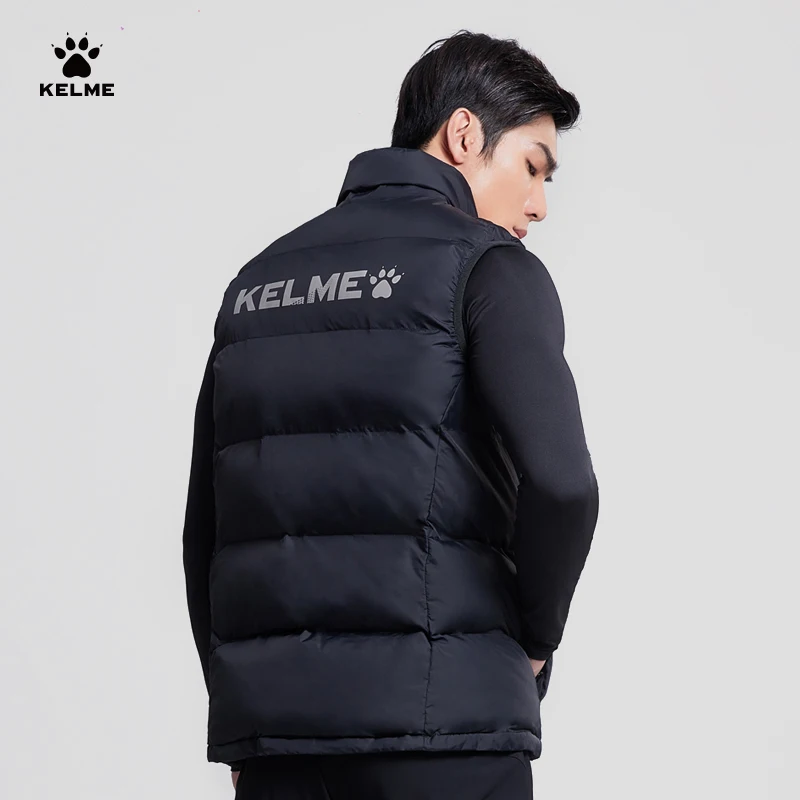 KELME, chaleco de invierno para hombre, entrenamiento deportivo, prendas de vestir ligeras e impermeables, abrigo informal con cuello levantado corto, chaqueta cálida a prueba de viento