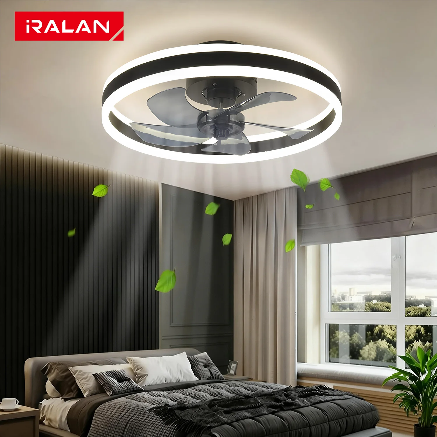 Ventilador de techo moderno (con iluminación) Ventilador de techo LED silencioso regulable (con control remoto) para dormitorio, estudio, comedor,