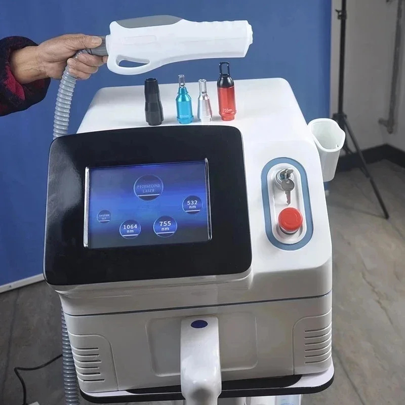 Máquina Láser Portátil de Picosegundos 1064nm 532nm para Eliminar Tatuajes, Láser Nd:YAG Q-Switched