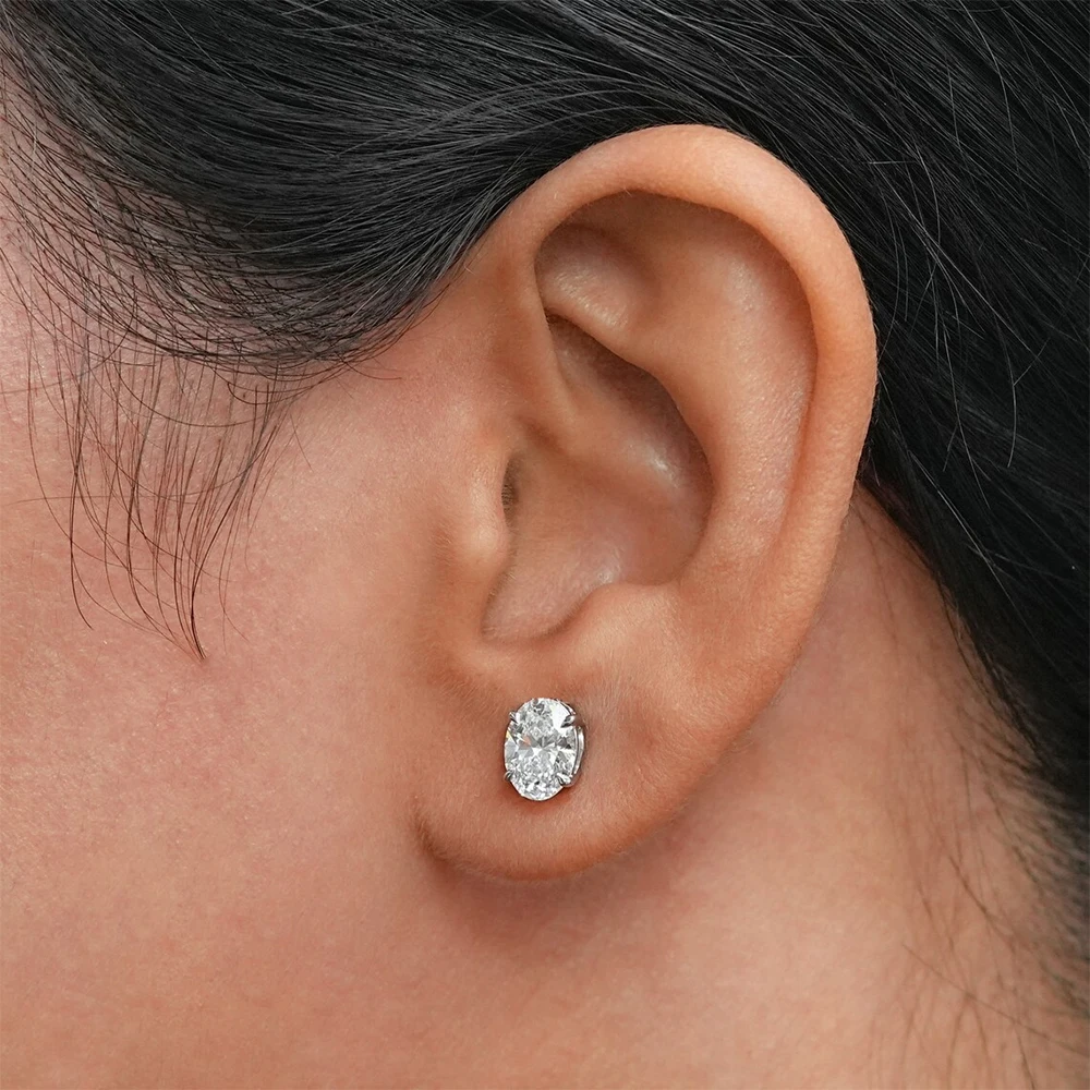 Pendientes de Moissanita Ovalada de 0.5-5ct para Mujer, Color D, Diamante Brillante, Plata de Ley 925, Joyería para Fiesta, Regalos