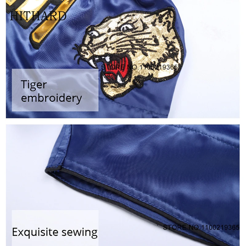 Pantalones cortos Tiger Muay Thai, pantalones cortos de satén para Kick Boxing, hombres, mujeres, niños, gimnasio, artes marciales, ropa de entrenamiento MMA, pantalones de lucha Kickboxing BJJ