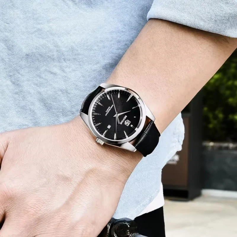 Benyar 5163 relojes de pulsera militares de lujo de la mejor marca relojes de cuarzo de cuero Reloj Simple resistente al agua para Hombre Reloj para Hombre