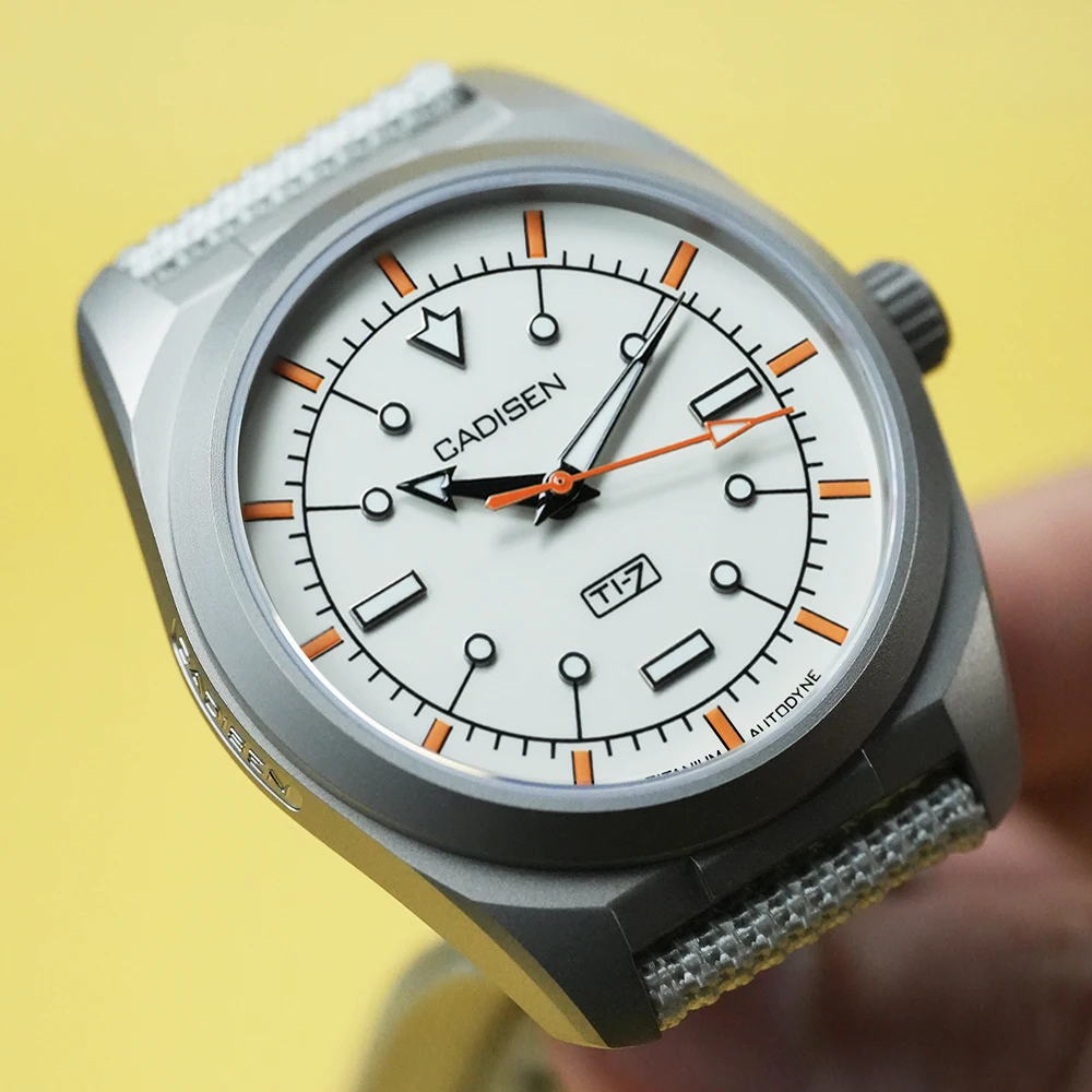 CADISEN TI-7 2026 NUEVO Reloj de Pulsera Automático Mecánico de Acero de Titanio Autodyne con Correa de Lona, MIYOTA 8215, Luminoso, Resistente al Agua, para Hombre