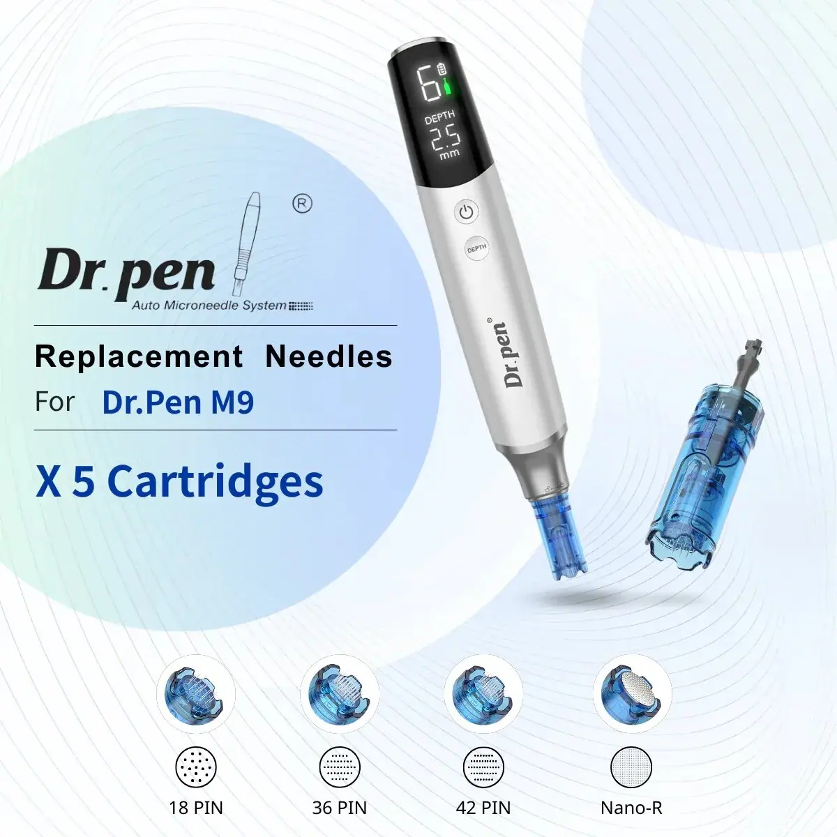 Agujas de Repuesto para Dr.Pen M9 con Diseño de Triple Bloqueo, Nano Microagujas que Previenen Infecciones y Penetrarán la Superficie de la Piel