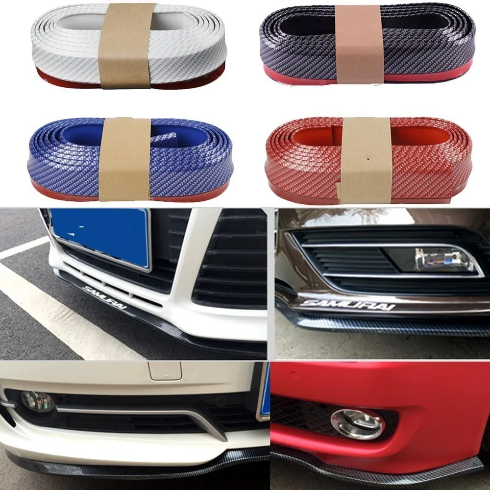 Labio de parachoques delantero de coche de 2,5 M, protectores de parachoques de goma para coche, alerón corporal, molduras exteriores brillantes, labios de parachoques, accesorios para coche