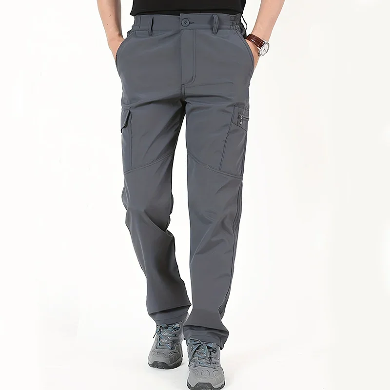 Pantalones tácticos para trabajo al aire libre, pantalones Cargo informales de invierno para hombre, pantalones impermeables con forro polar, ropa de trabajo elástica para senderismo y viajes, 2024