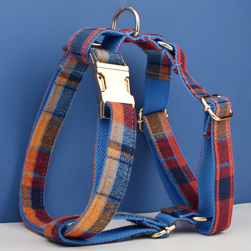 Nuevo Conjunto de Collar, Correa, Arnés y Bolsa para Excrementos de Perro, Diseño Personalizado con Logotipo, Cuadrícula Gris sobre Algodón Suave, Grid11