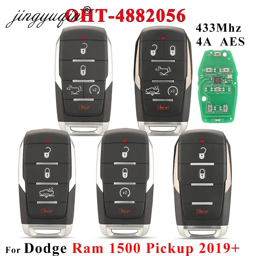 jingyuqin OHT- 4882056   Llave remota Smart Prox Fob 433,92 MHz 4A Chip para camioneta Dodge Ram 1500 2019 2020+ 68291692 AD AD. 68291691 AD AD.