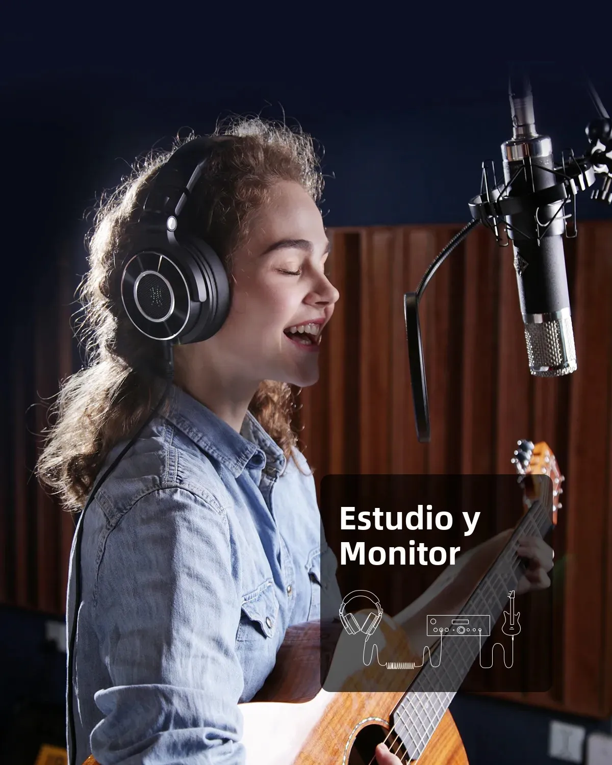 Oneodio Monitor 60 auriculares HiFi con cable auriculares profesionales de estudio DJ auriculares estéreo sobre la oreja con micrófono de Audio de alta resolución
