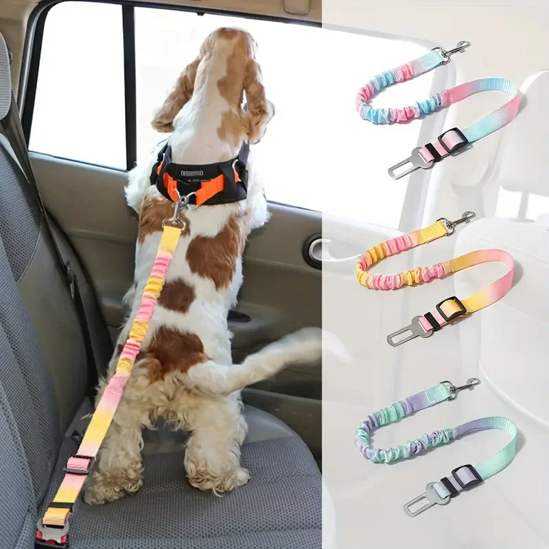 Cinturón de seguridad ajustable para coche para perros: arnés de seguridad de nailon elástico para viajes seguros