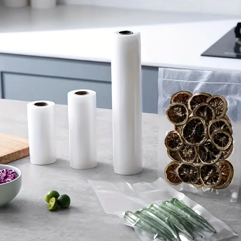 Bolsa selladora al vacío de alimentos para cocina, bolsas de almacenamiento Sous Vide para envasado al vacío, 12/15/20/25/28cm x 1500cm/rolos
