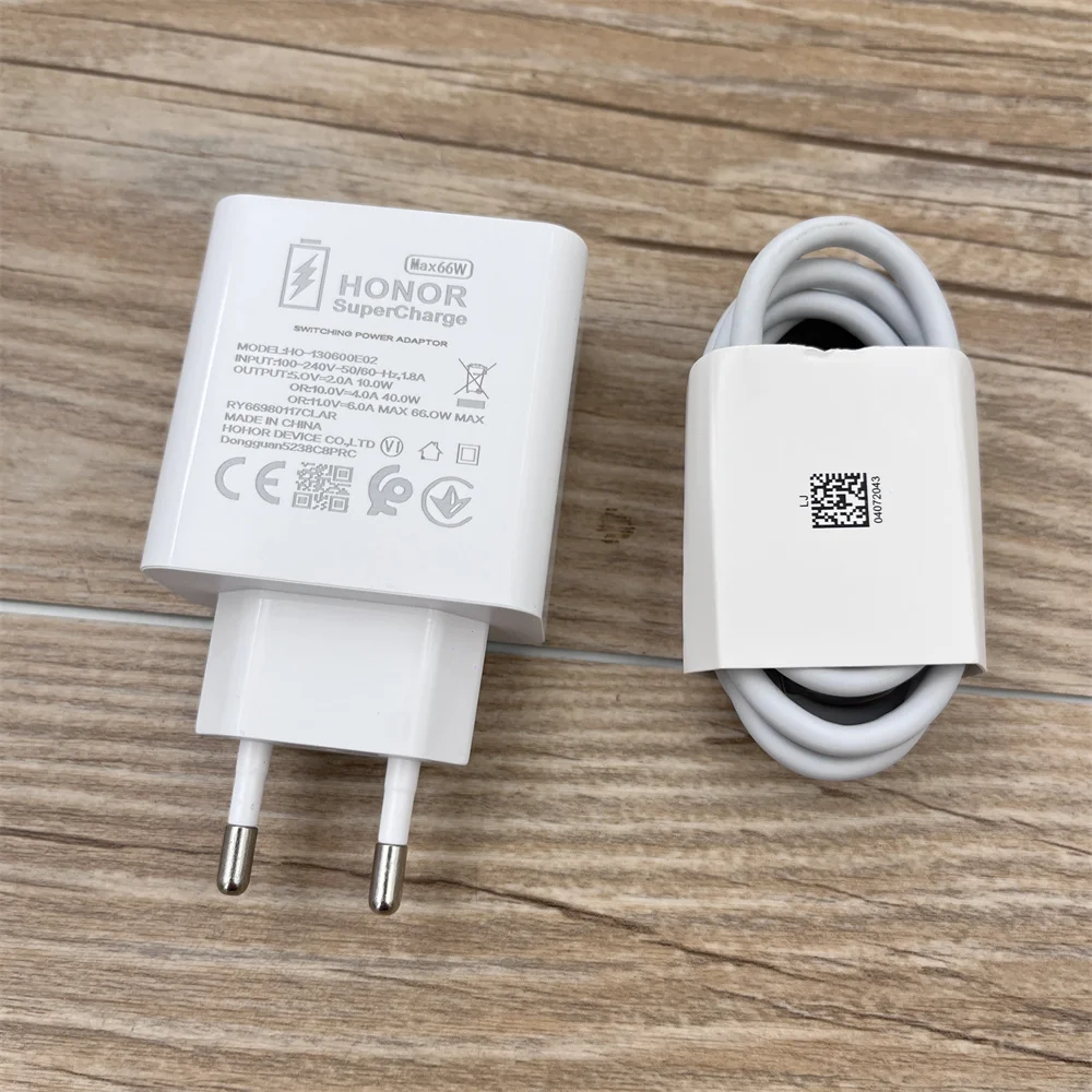 Cargador rápido Original Honor de 66W, adaptador de corriente de supercarga UE, Cable Usb tipo C 6A para Honor 400 300 Pro X60 Magic 8 7 6 5 4 Lite