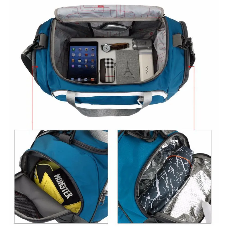 IX 40L bolsa de gimnasio grande Fitness entrenamiento seco húmedo hombres Yoga para zapatos bolsos de hombro de viaje multifunción bolsa de natación para hacer ejercicio