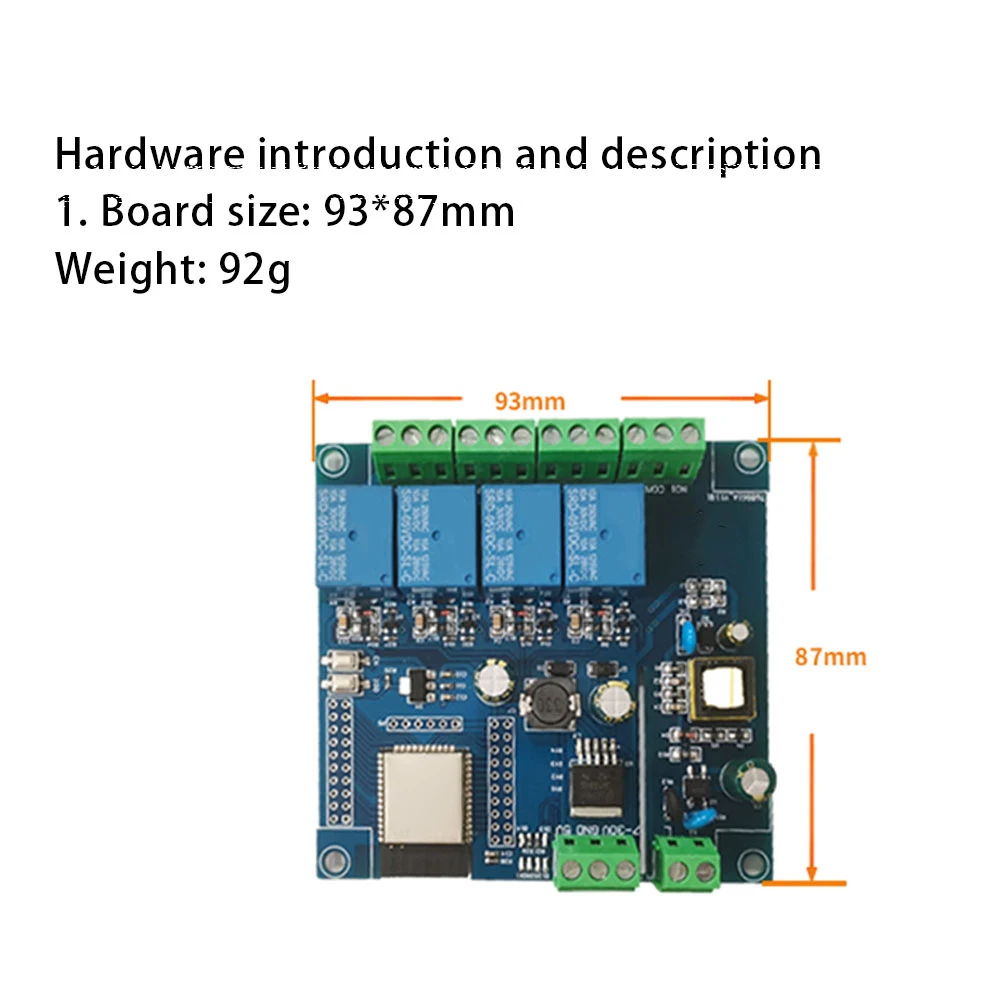 Placa de desarrollo de relé ESP32, fuente de alimentación CA/CC, WiFi, Bluetooth, BLE, módulo de relé de 4 canales ESP32-WROOM