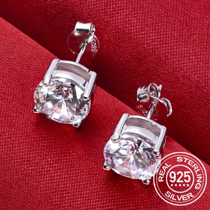 0,5-2 quilates 8,0mm D Color Moissanite 100% pendientes tipo botón de plata fina 925 para mujer joyería de boda brillante de alta calidad