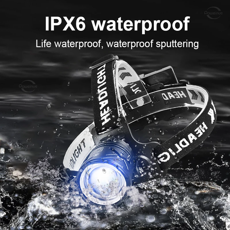 1000000 LM-linterna frontal más potente 18650, linterna LED recargable de alta potencia para cabeza de pesca, luz frontal profesional