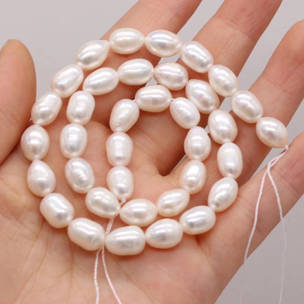 Perlas naturales de agua dulce AA, perlas de arroz blanco, cuentas espaciadoras sueltas para fabricación de joyas, suministros, accesorios para pulseras y collares DIY