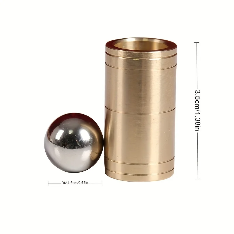 Bola y tubo misterio (latón), trucos de magia de primer plano, ilusiones, truco, pelotas mágicas divertidas, levantar caídas, escenario, mago, juguetes
