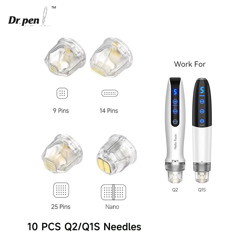 10 unidades Cartucho de Agujas Q2 para Dr. Pen Q1S Hello Face Bio Pen Q2, Agujas Titanio 9pin 14pin 25pin Nano, Derma Stamp Derma Pen Needle