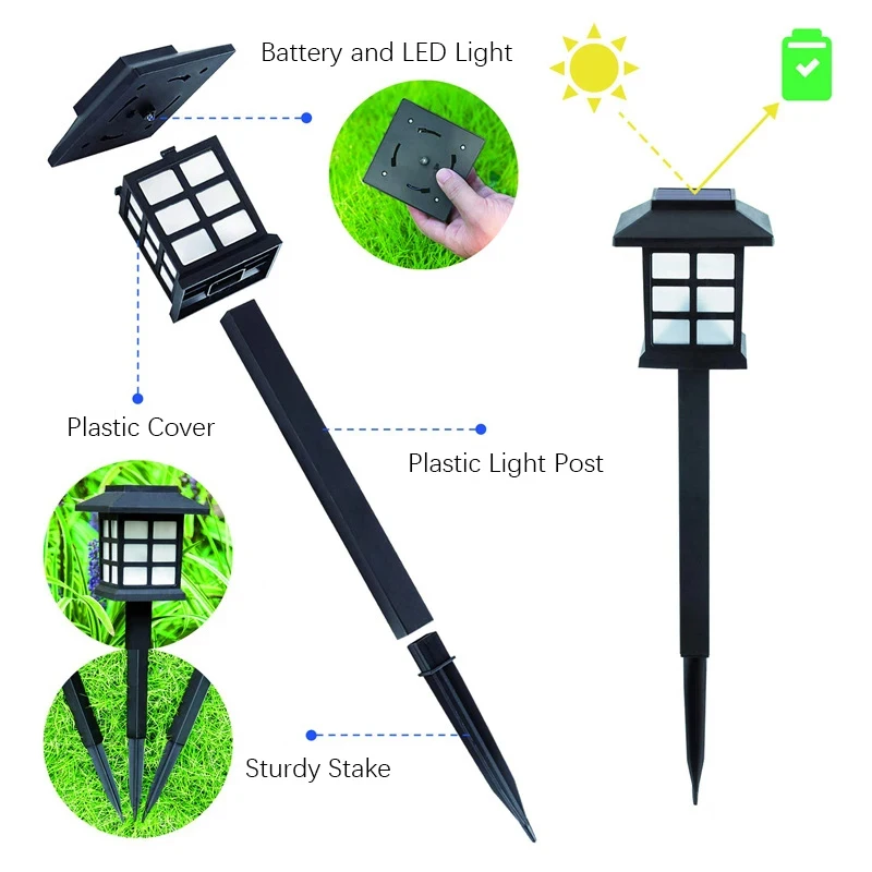 Paquete de 8 Luces Solares para Camino, LED Impermeables para Jardín, Patio, Pasarela, Entrada, Paisaje, Lámpara de Césped con Encendido Automático, Decorativas