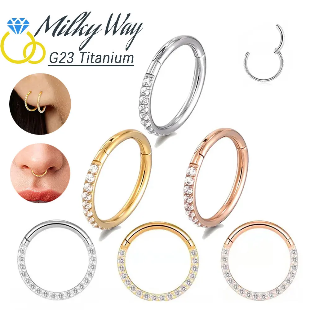 10 Uds G23 conjunto de joyería de titanio pendientes de circón moda cartílago de la oreja Tragus Piercing anillos de nariz Sexy hélice labio aros nasales regalos